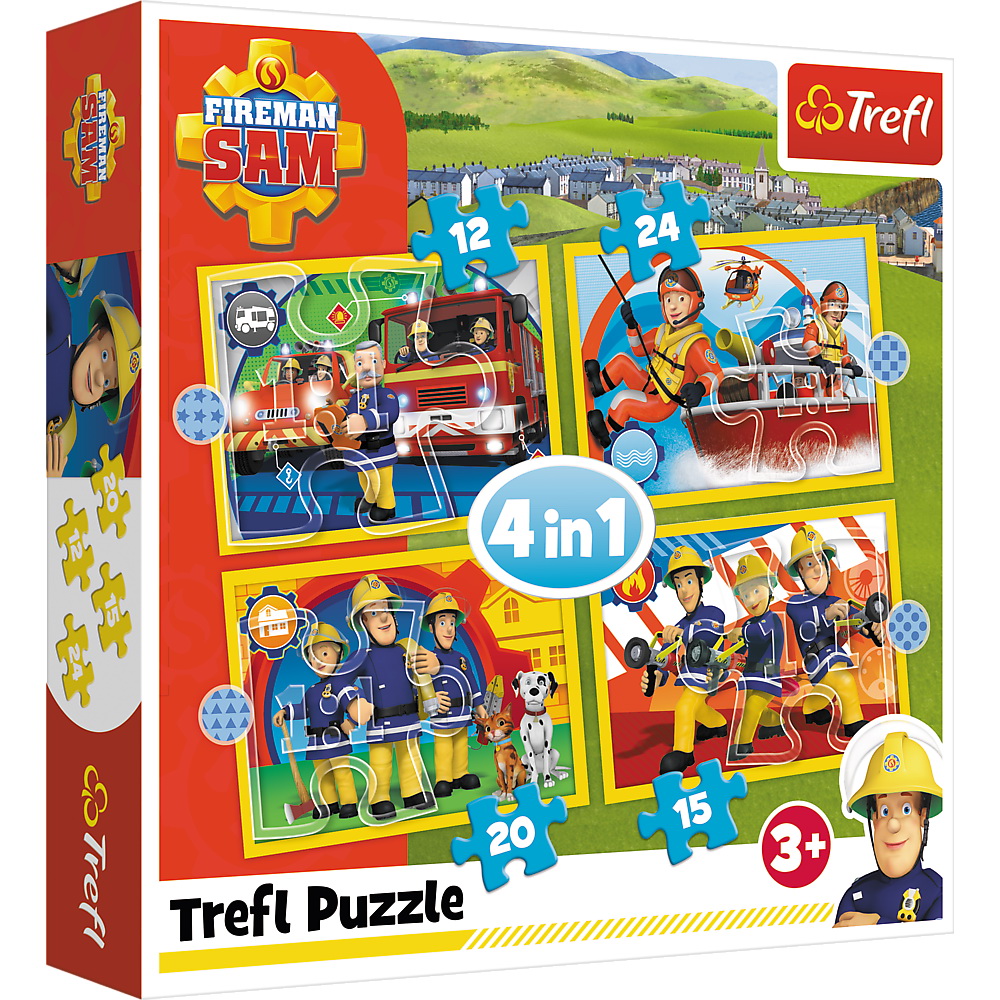Puzzle 4 in 1 - Pompierul Sam - Ajutoarele pompierului Sam | Trefl