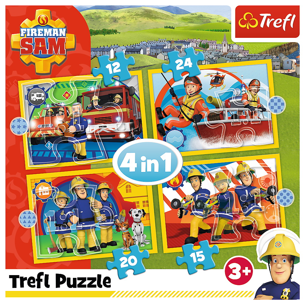 Puzzle 4 in 1 - Pompierul Sam - Ajutoarele pompierului Sam | Trefl - 2
