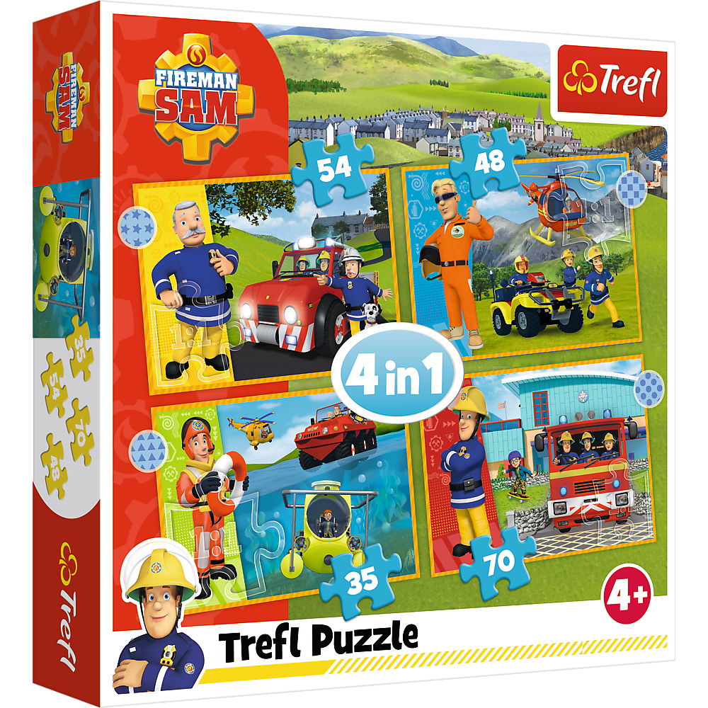 Puzzle 4 in 1 - Pompierul Sam - Curajosul Sam | Trefl - 5 | YEO