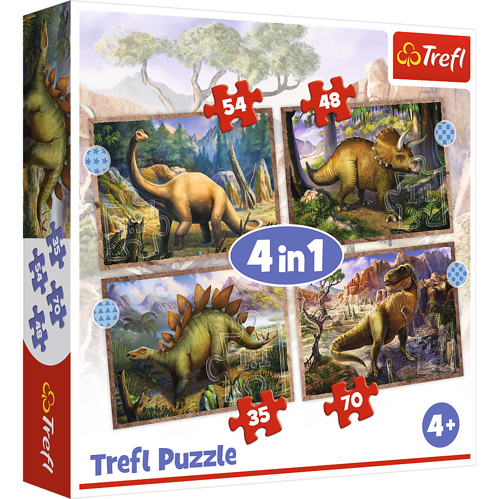 Puzzle 4 in 1 - Dinozaurii interesanti | Trefl - 5