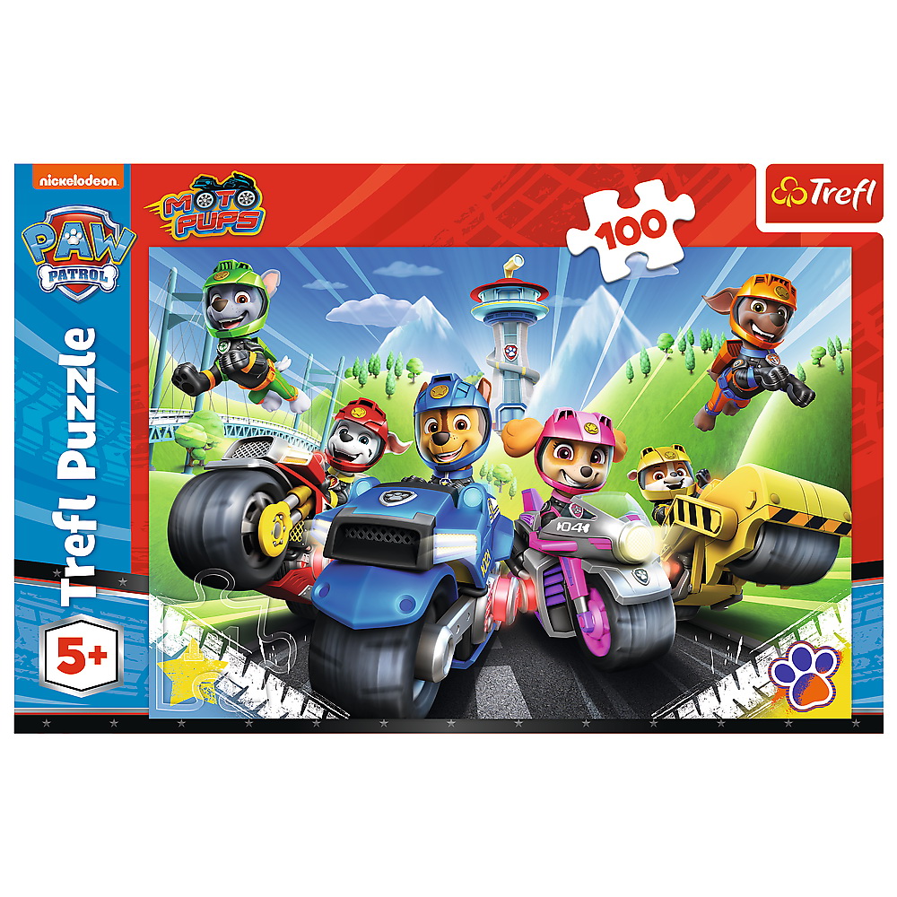 Puzzle 100 piese - Patrula Catelusilor - Catelusii pe motociclete | Trefl - 1 | YEO