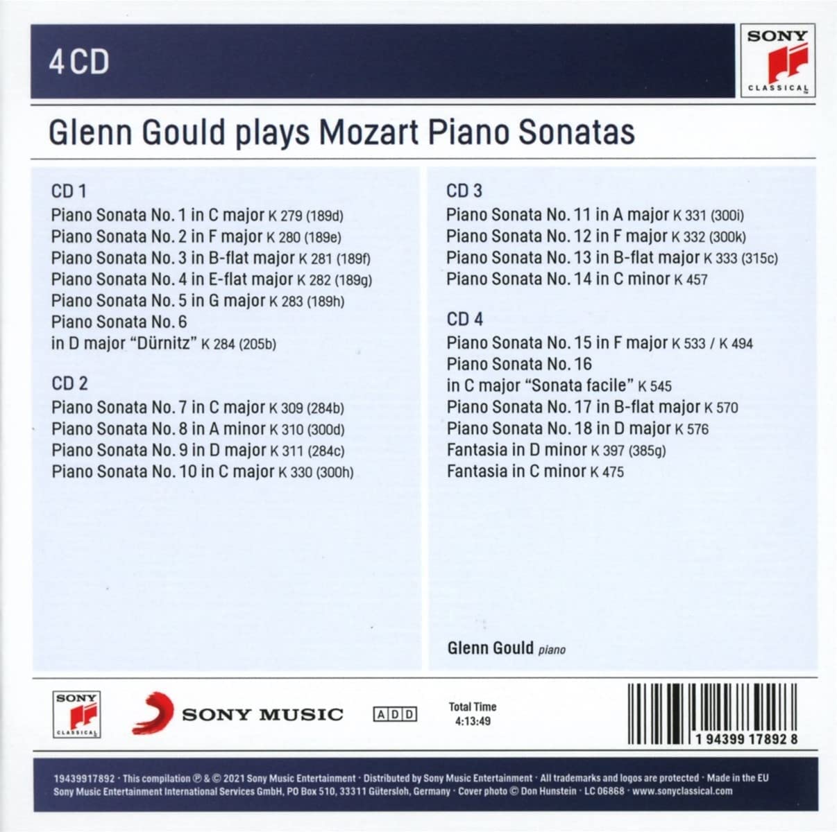 Glenn Gould Plays Mozart Piano Sonatas 1965-1975 (4 CD) | Glenn Gould