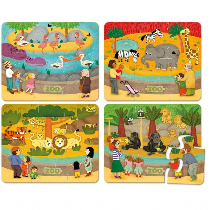 Set 4 puzzle-uri - Zoo | Vilac