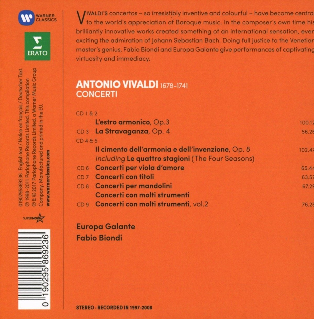 Vivaldi: Il cimento dell’armonia e dell’inventione, L’estro armonico, La Stravaganza, Concerti con molti strumenti (1&2), Concerti con titoli, Concert | Europa Galante, Fabio Biondi 1+2 poza noua