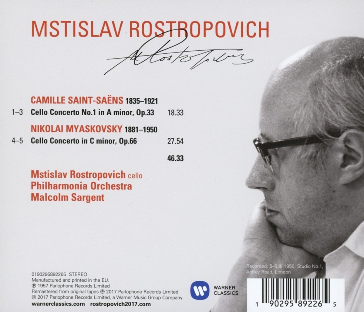 Miaskovsky: Cello Concerto; Saint-Saens: Cello Concerto No. 1 | Sir Malcom Sargen, Philharmonia Orchestra, Mstislav Rostropovich - 1 | YEO