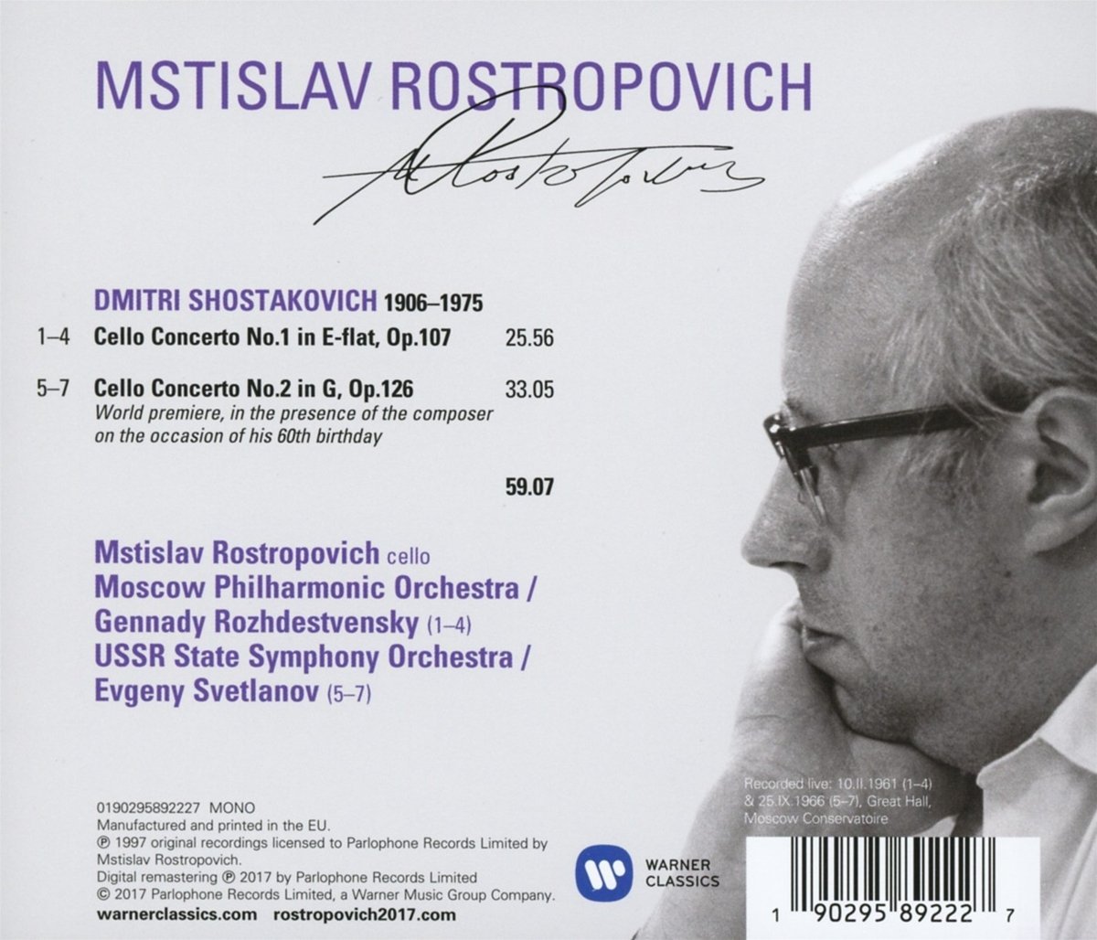 Shostakovich: Cello Concertos Nos 1 & 2 | Gennadi Roshdestvensky, Evgeny Svetlanov, Mstislav Rostropovich - 1 | YEO