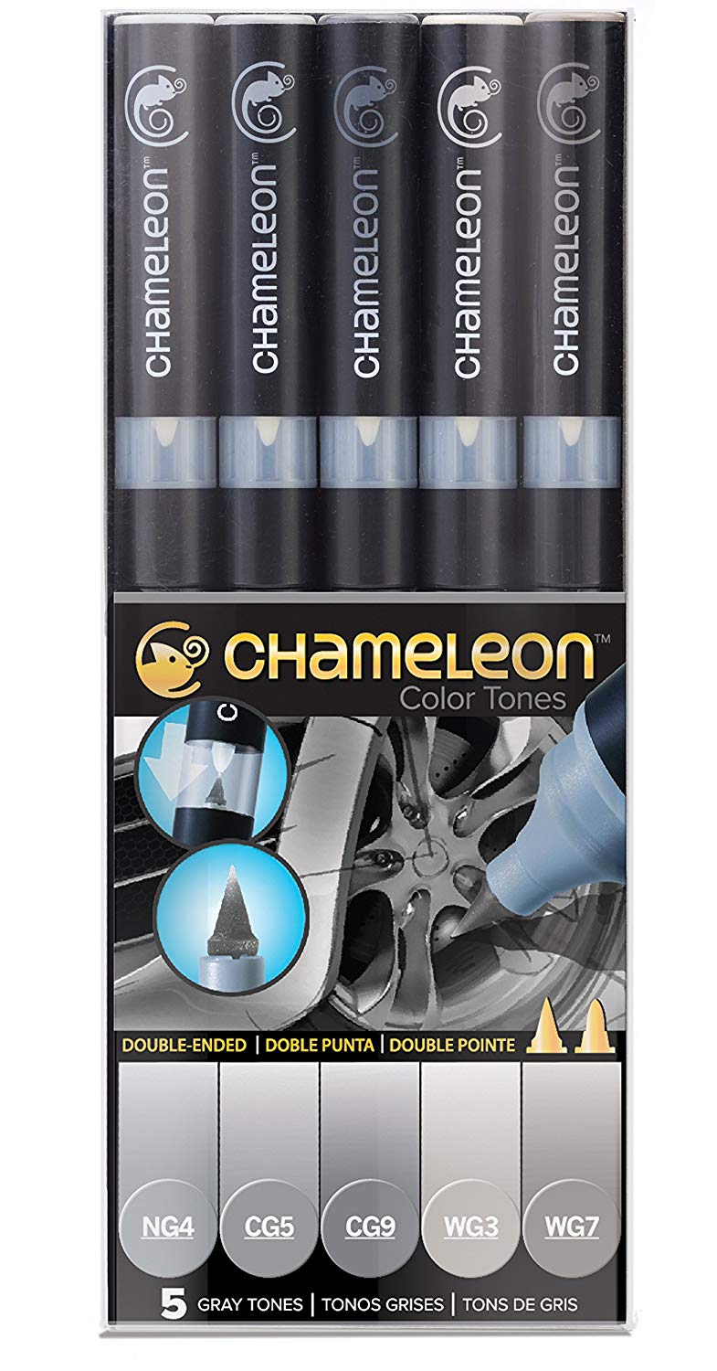 Set 5 markere - Chameleon Gray Tones | Chameleon Pens