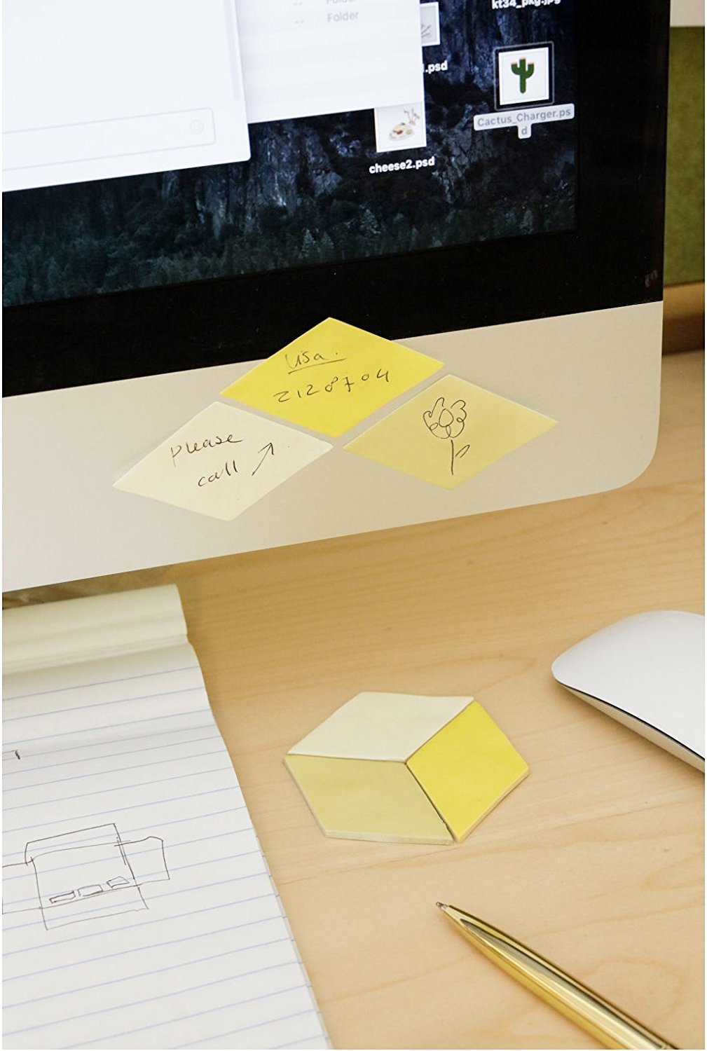 Yellow Geometric Sticky Notes | Kikkerland