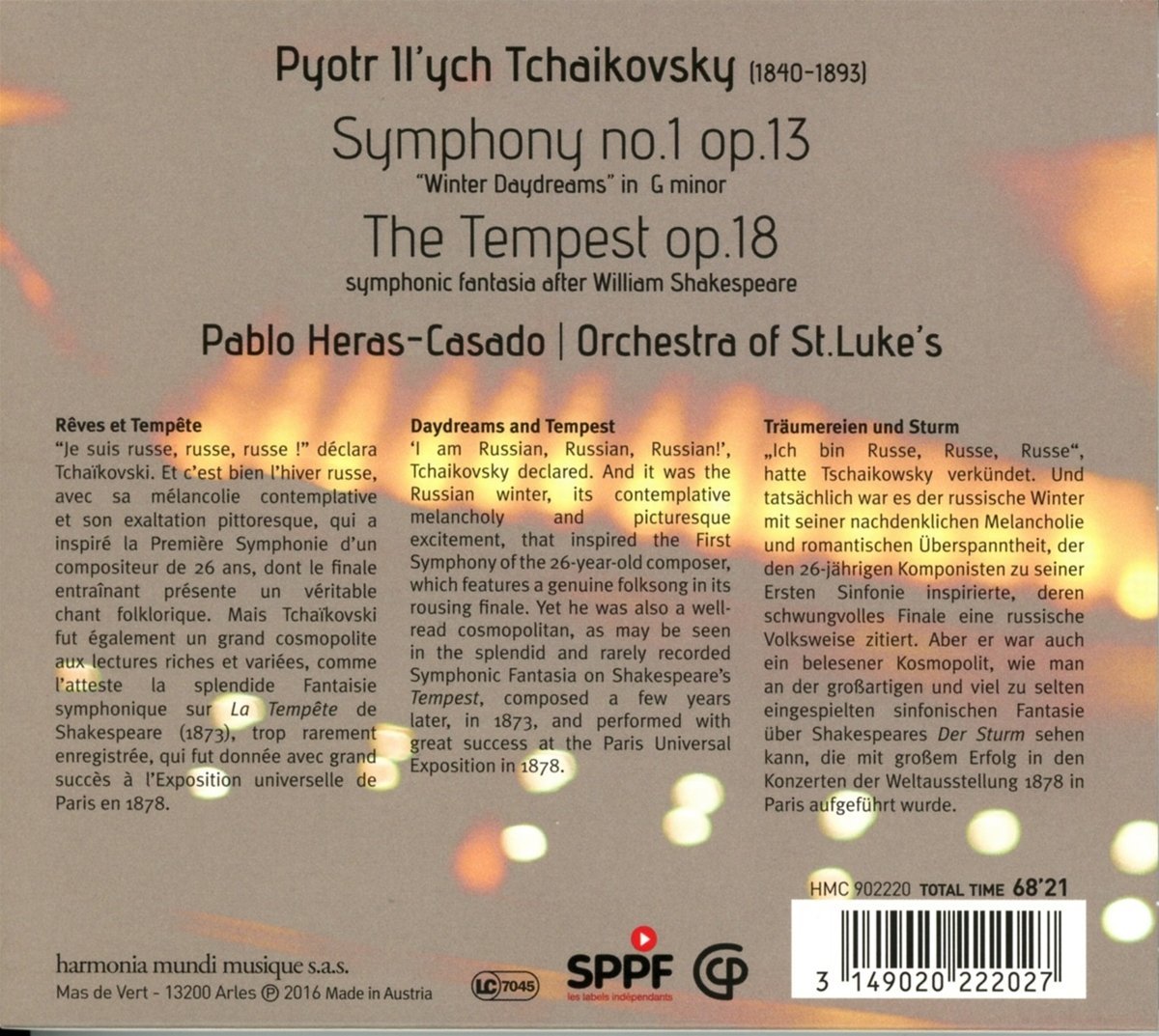 Tchaikovsky: Symphony No. 1 \'Winter Dreams\' Op.13; The Tempest Op.18 | The Orchestra of St Lukes, Pyotr Ilyich Tchaikovsky, Pablo Heras-Casado