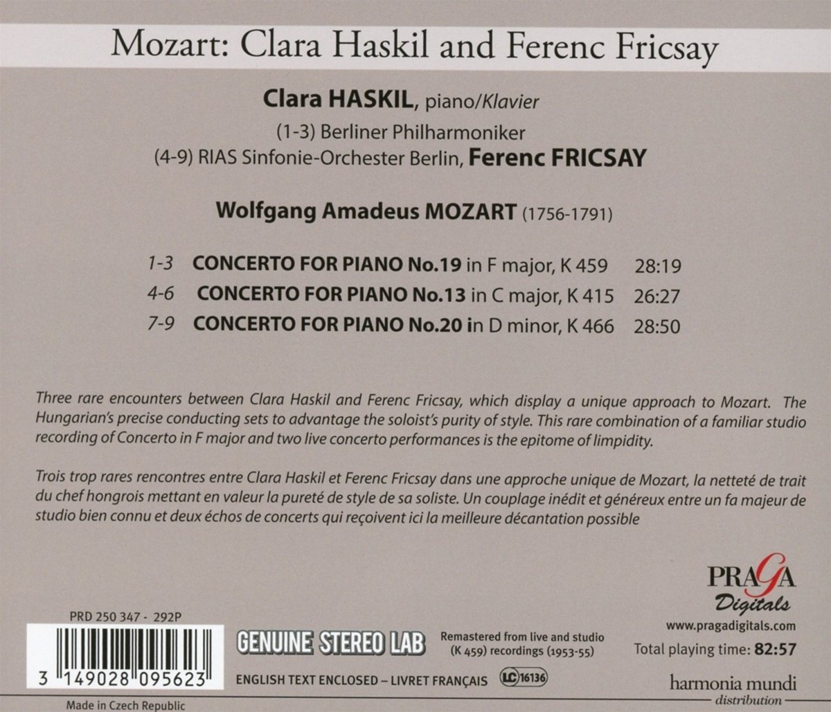 Piano Concertos No.13 19 & 20 | Berlin Philharmonic Orchestra, Clara Haskil, RIAS Sinfonie-Orchester Berlin, Wolfgang Amadeus Mozart, Ferenc Fricsay