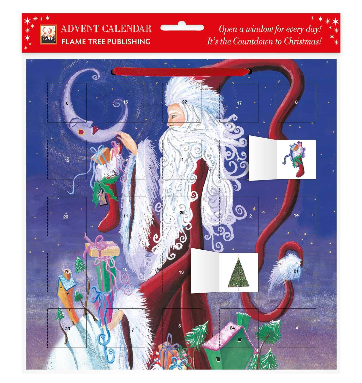 Calendar Advent - Santa and The Moon with Stickers | Flame Tree Studio