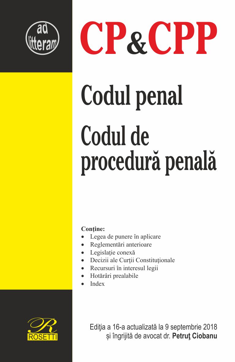Codul penal. Codul de procedura penala 2018 | Petrut Ciobanu