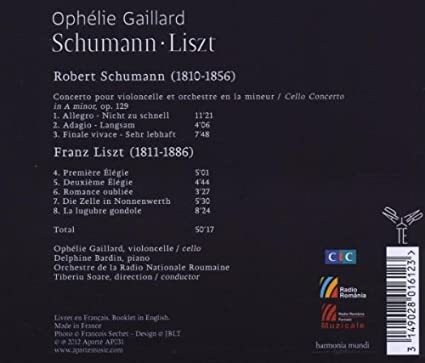 Schumann: Cello Concerto, Liszt: Works for Cello | Robert Schumann, Franz Liszt, Ophelie Gaillard - 1 | YEO