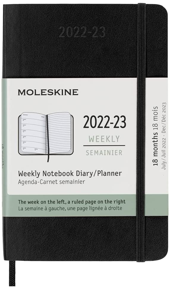 Agenda 2022-2023 - 18-Month Weekly Planner - Pocket, Soft Cover - Black | Moleskine