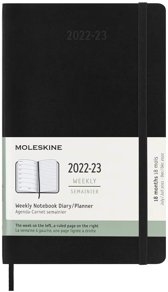 Agenda 2022-2023 - 18-Month Weekly Planner - Large, Soft Cover - Black | Moleskine