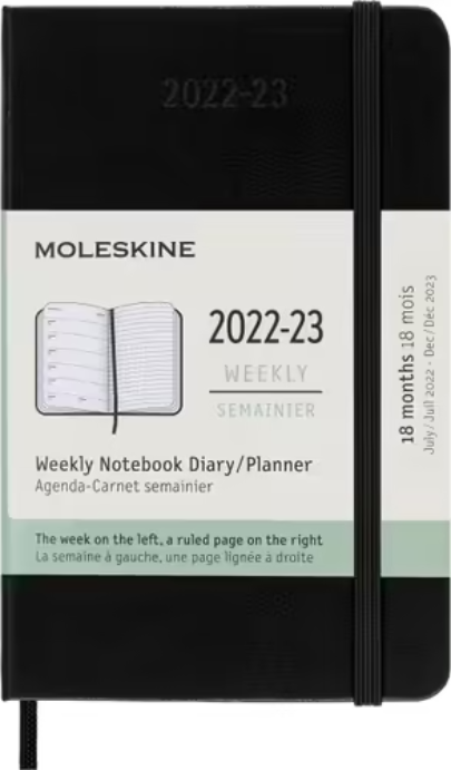 Agenda 2022-2023 - 18-Month Weekly Planner - Pocket, Hard Cover - Black | Moleskine