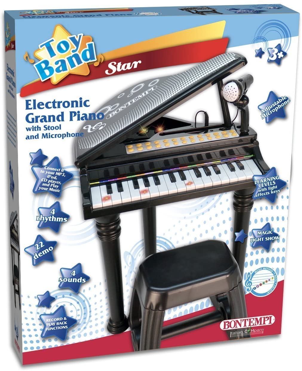 Jucarie - Electronic Grand Piano with Stool and Microphone | Bontempi