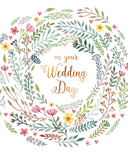 Felicitare - Wedding Day - Floral Border | Great British Card Company