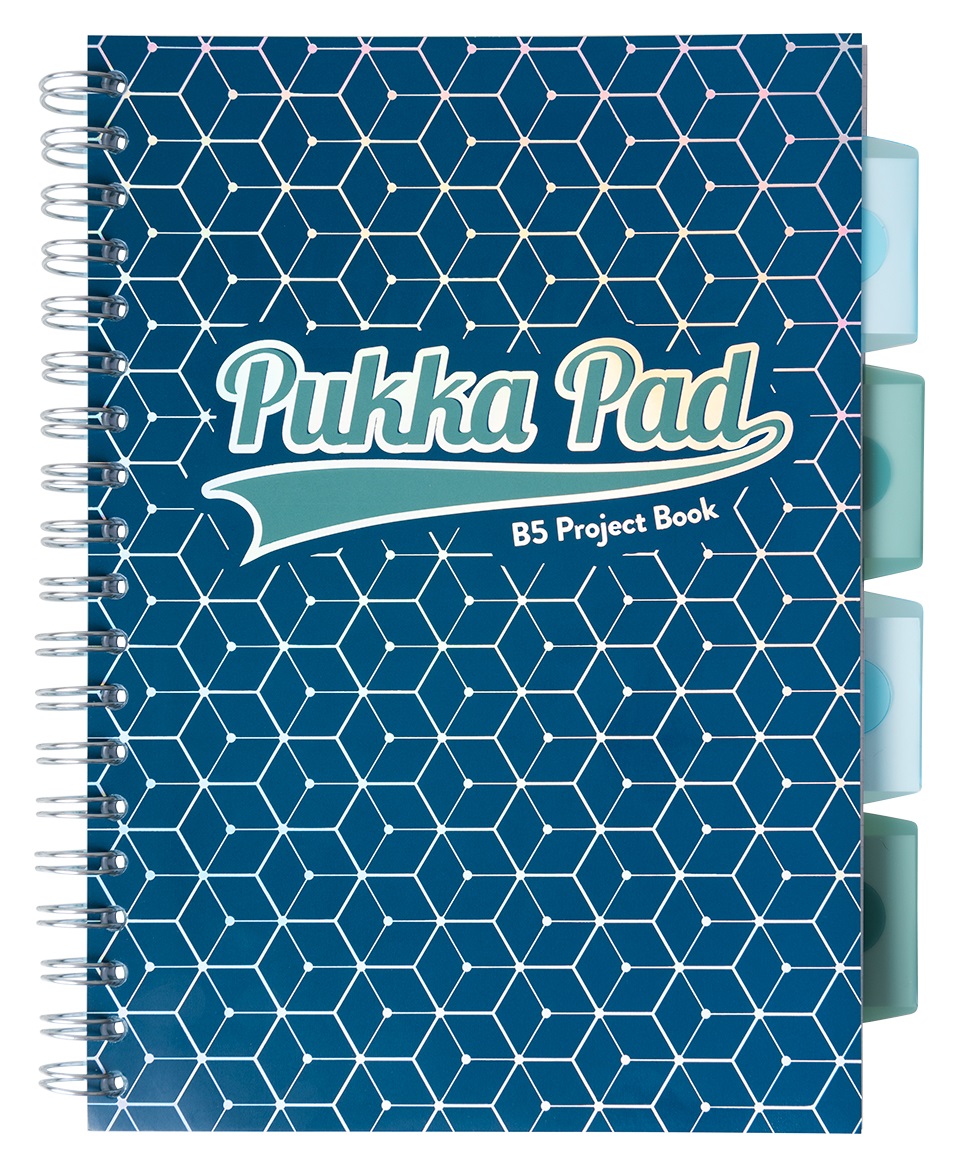 Caiet B5 cu spirala si separatoare - Project Book - Albastru inchis | Pukka Pad