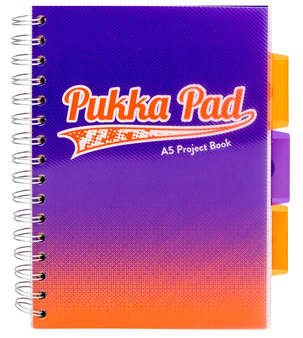 Caiet A5, matematica, cu spirala si separatoare - Project Book - Mov | Pukka Pad