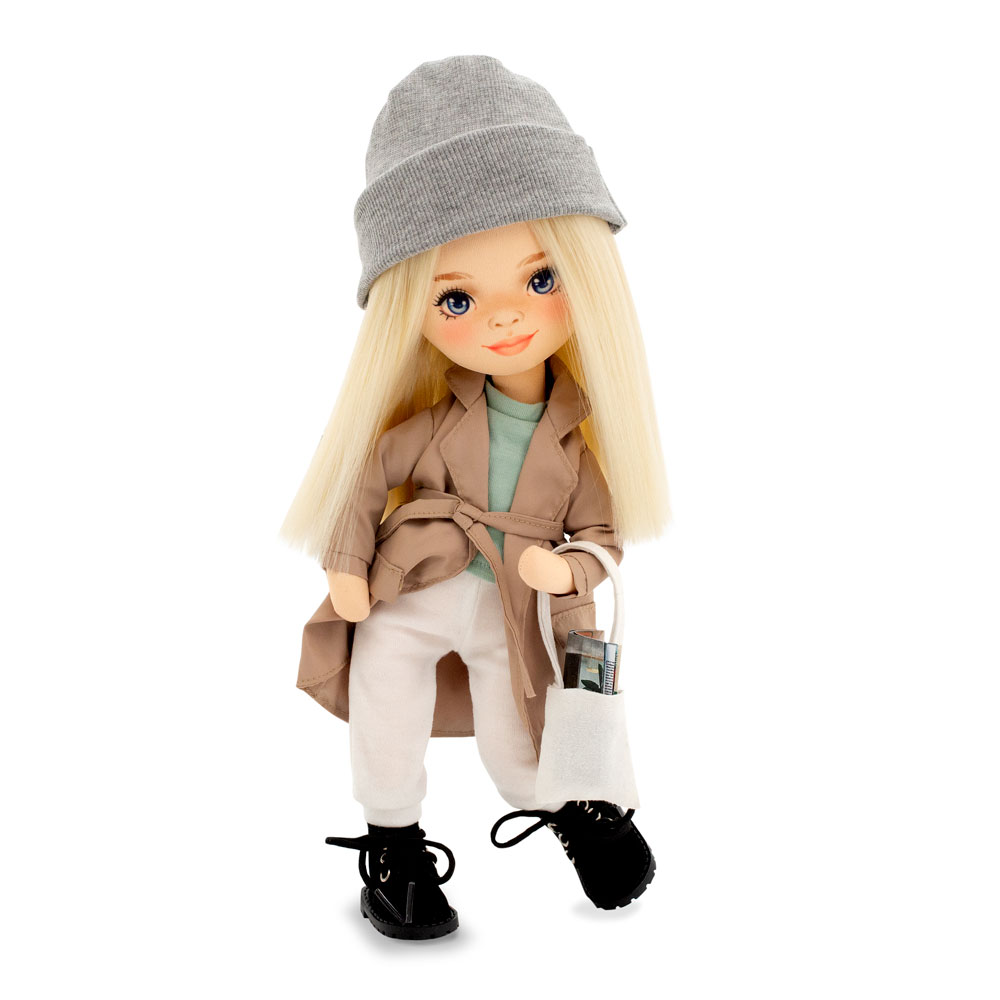 Papusa De Plus - Mia In A Beige Trench Coat, 32 Cm | Orange Toys