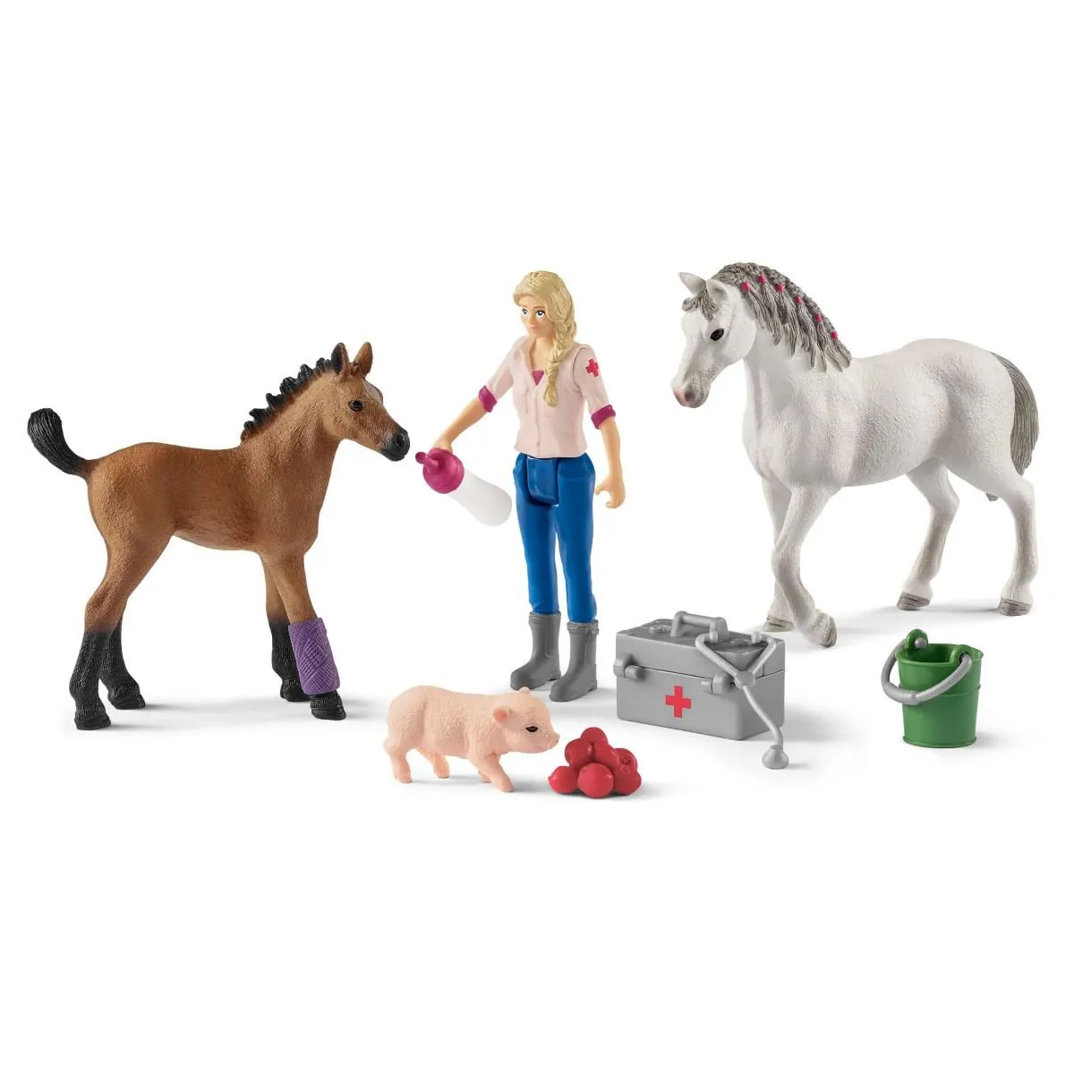 Set figurine - Vet visiting mare and foal | Schleich - 5 | YEO