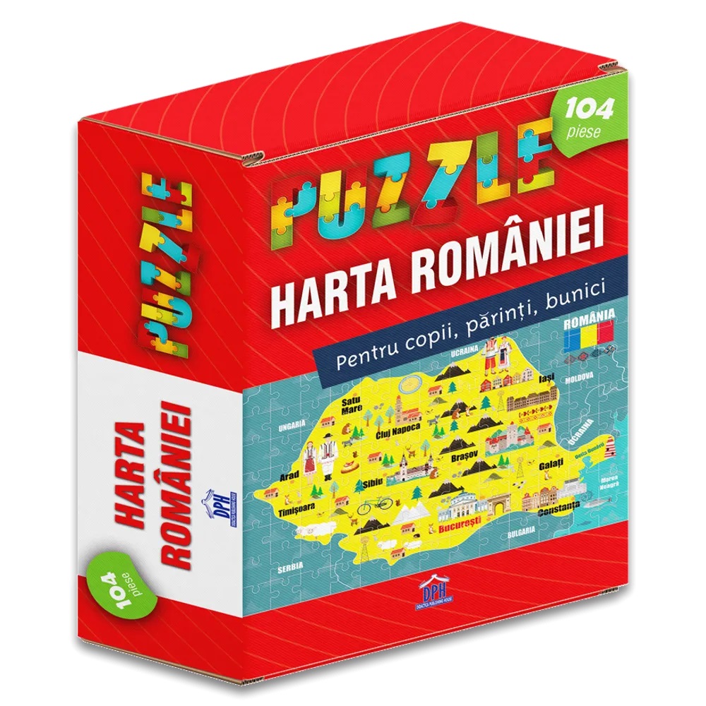 Puzzle 104 piese - Harta Romaniei | Didactica Publishing House