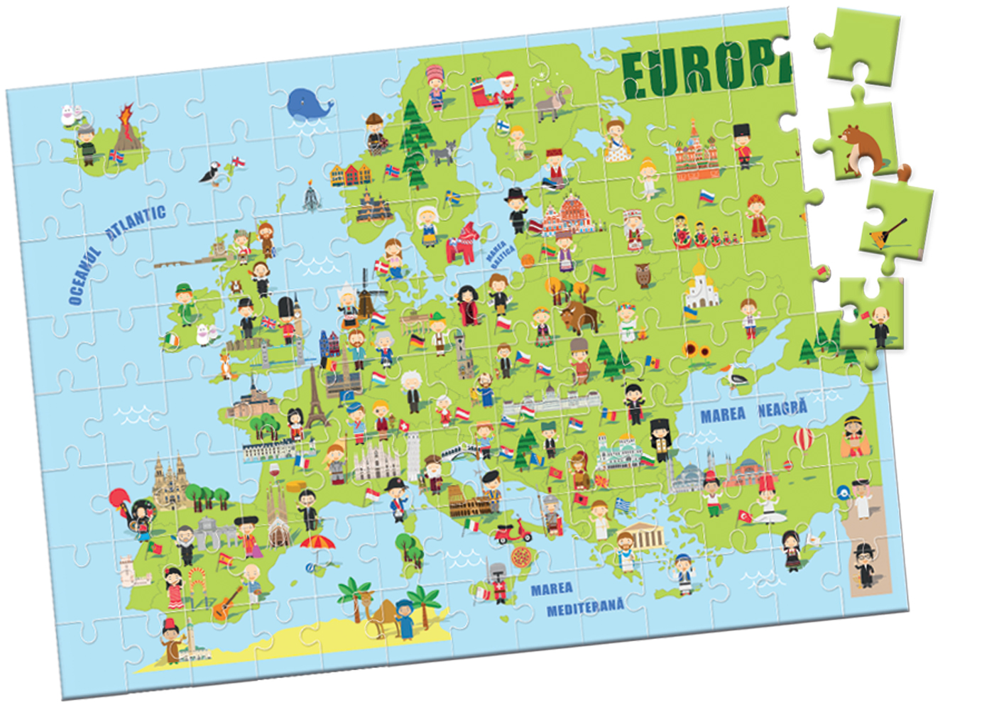 Puzzle 104 piese - Harta Europei | Didactica Publishing House - 1