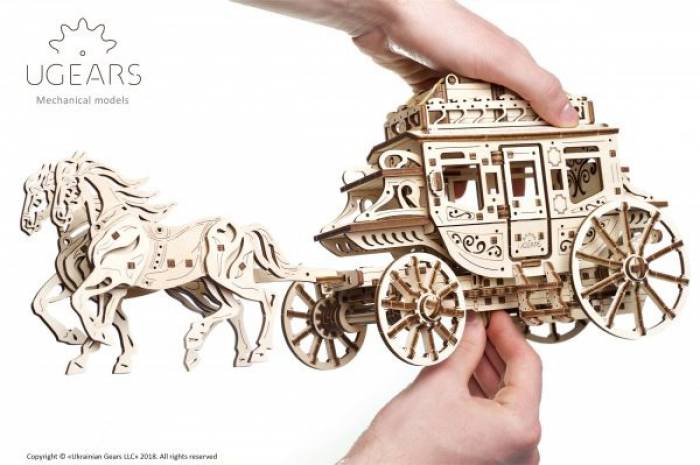 Puzzle 3D - Stagecoach. Trasura cu cai | Ugears