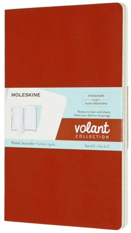 Set 2 caiete - Moleskine Volant - Large, Ruled - Coral Orange and Aquamarine Blue | Moleskine