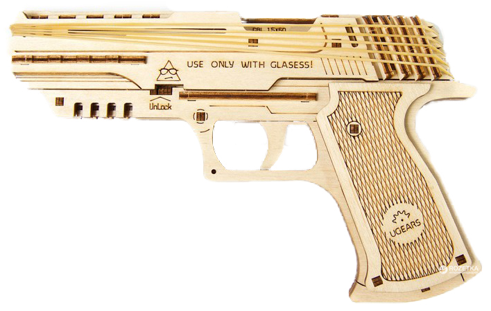 Puzzle 3D - Handgun. Pistol Wolf | Ugears - 2