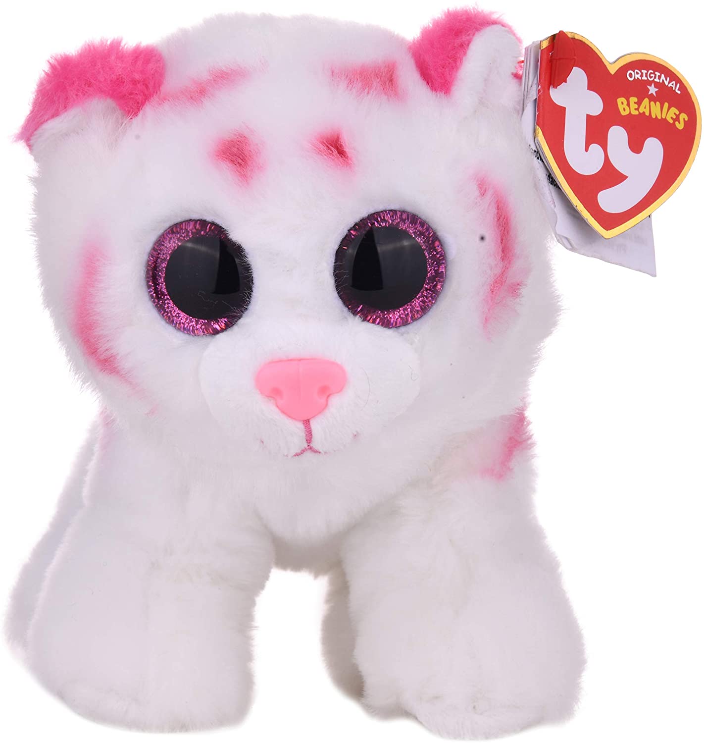 Jucarie de plus - Original Beanies - Pink-White Tiger, 15 cm | Ty