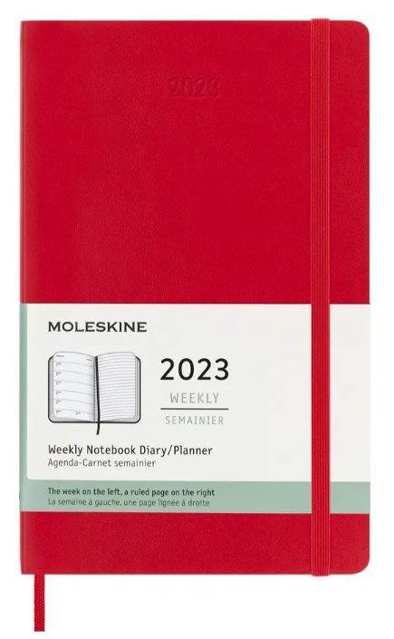 Agenda 2023 - 12-Months Weekly - Large, Soft Cover - Scarlet Red | Moleskine