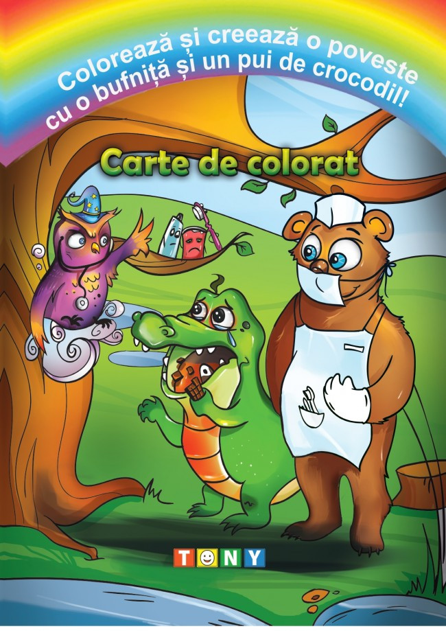 Coloreaza si creeaza o poveste cu o bufnita si un pui de crocodil! |