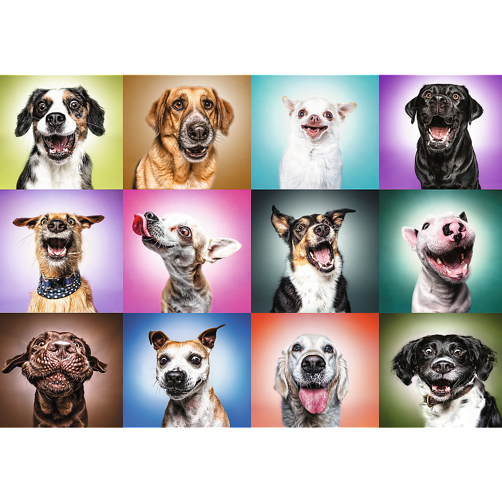 Puzzle 1000 piese - Funny Dogs Faces | Trefl - 1
