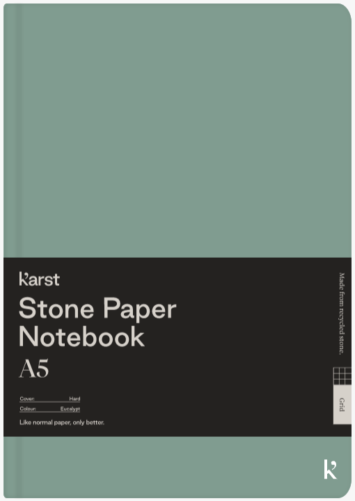 Carnet A5 - Stone Paper - Hardcover, Grid - Eucalypt | Karst