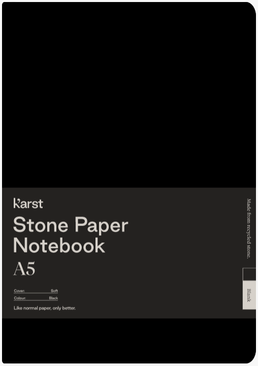 Carnet A5 - Stone Paper - Softcover, Blank - Black | Karst