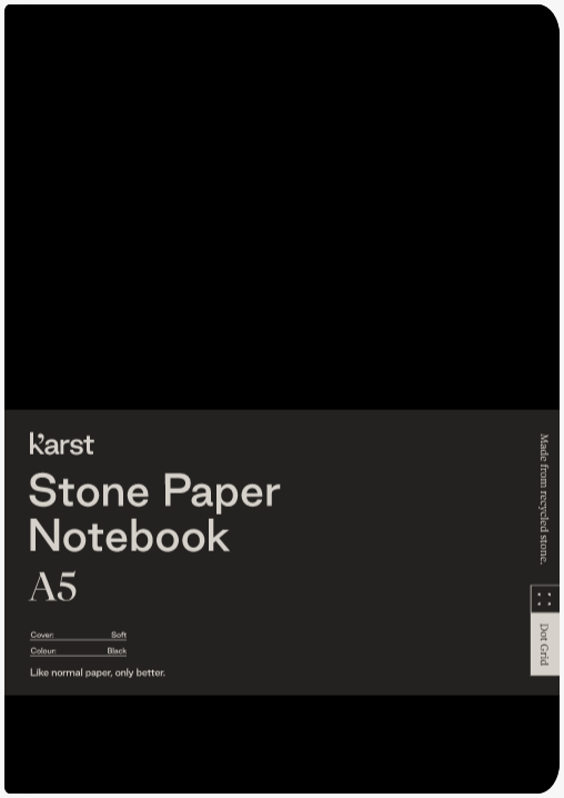 Carnet A5 - Stone Paper - Softcover, Dot Grid - Black | Karst