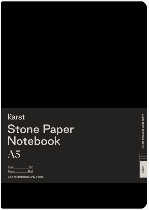 Carnet A5 - Stone Paper - Softcover, Lined - Black | Karst