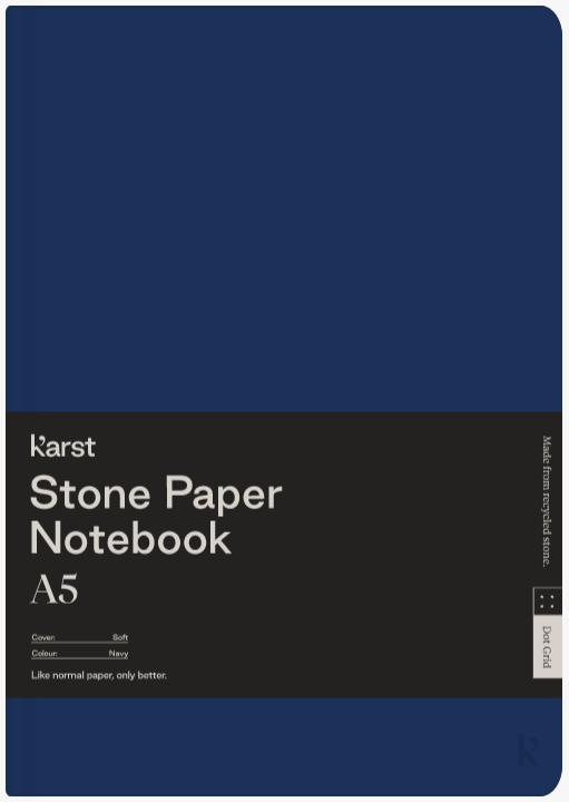 Carnet A5 - Stone Paper - Softcover, Dot Grid - Navy | Karst image0