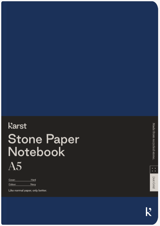 Carnet A5 - Stone Paper - Hardcover, Dot Grid - Navy | Karst