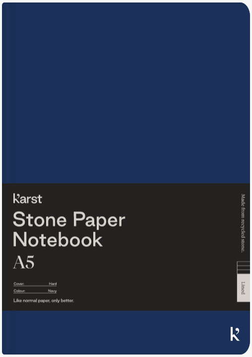 Carnet A5 - Stone Paper - Hardcover, Lined - Navy | Karst