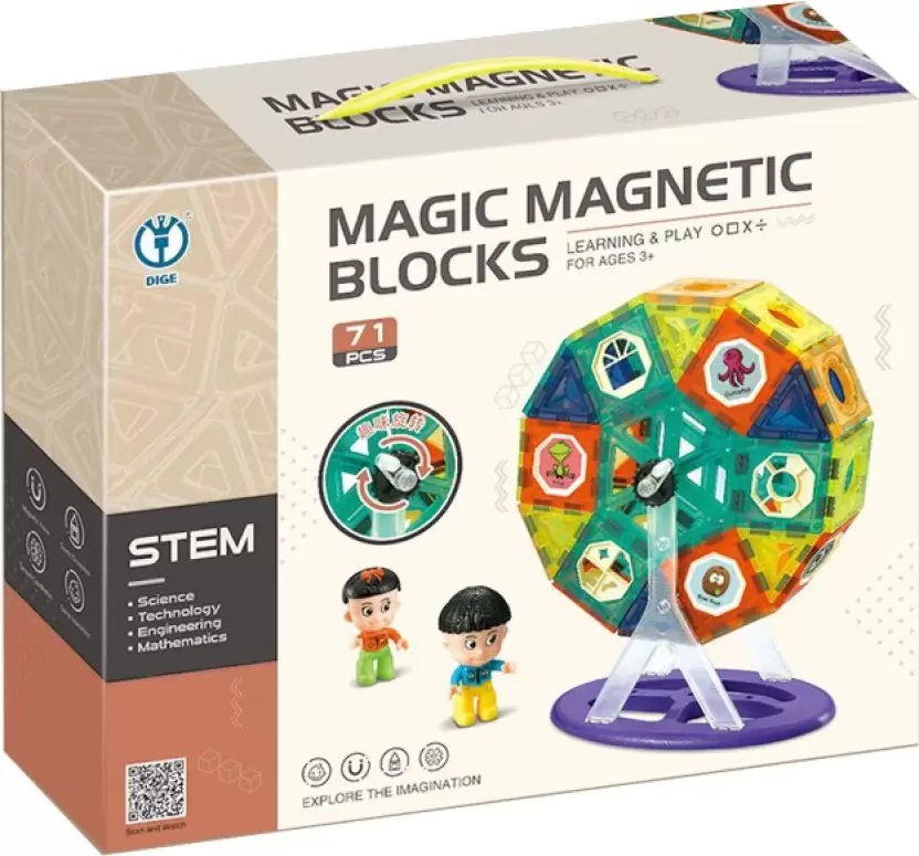 Joc constructie magnetic - Magic Set Roata, 71 piese | Dige