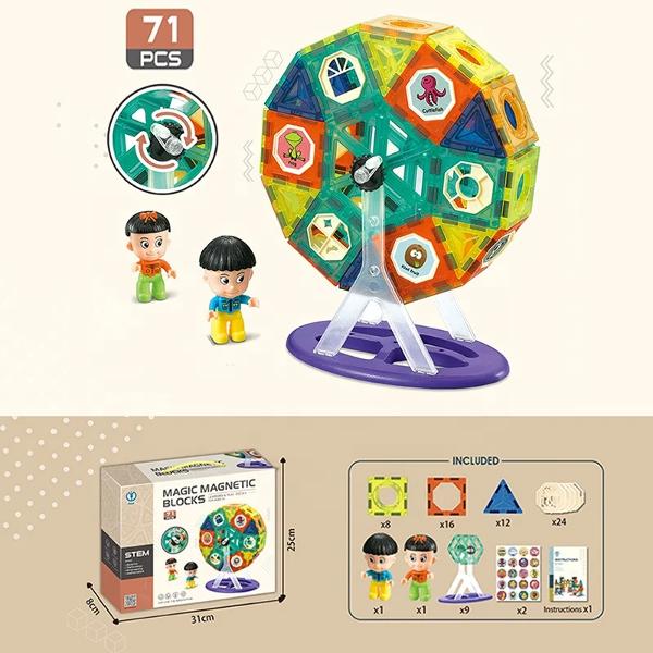 Joc constructie magnetic - Magic Set Roata, 71 piese | Dige - 3 | YEO