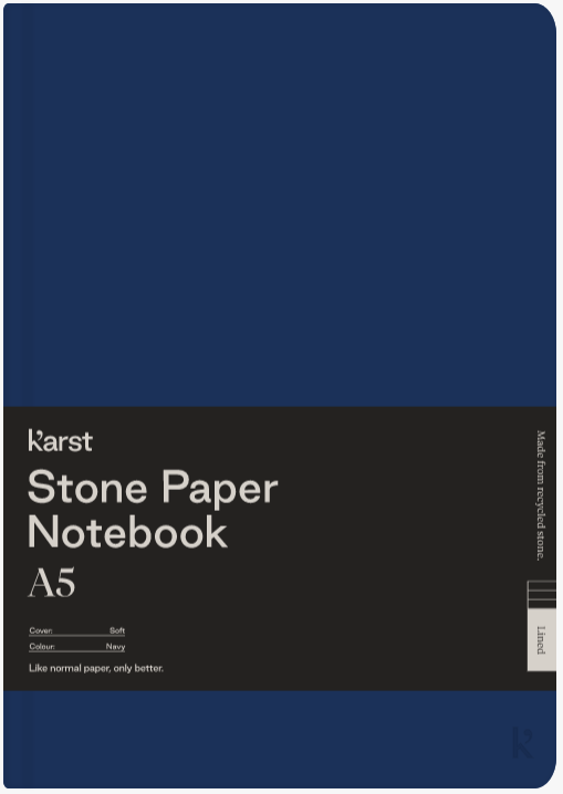 Carnet A5 - Stone Paper - Softcover, Lined - Navy | Karst