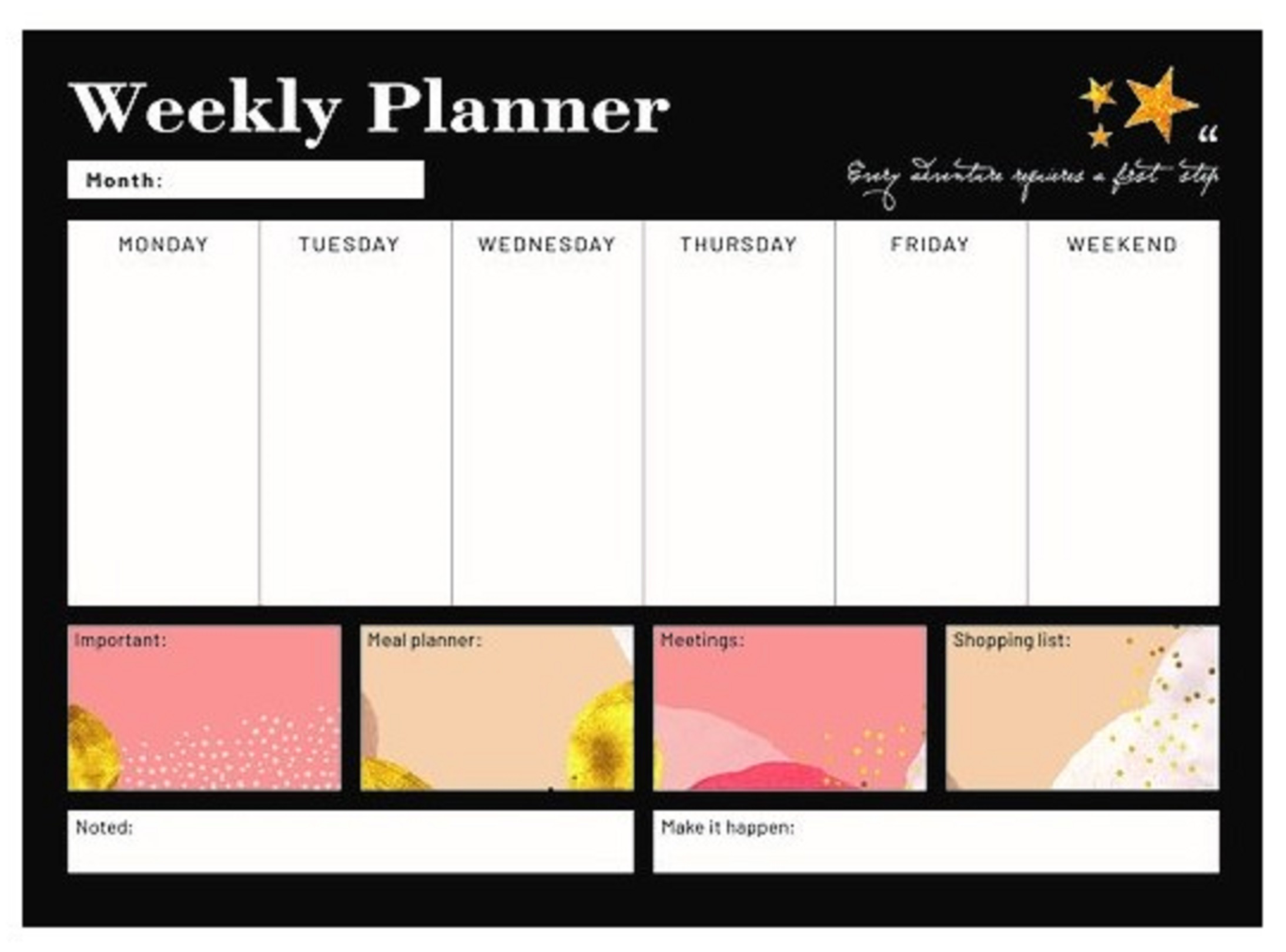 Planner saptamanal - Glitter - Gold | Grupo Erik