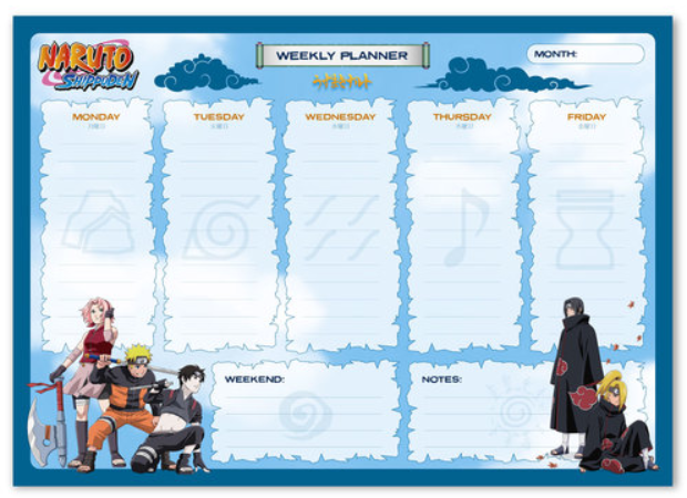 Planner saptamanal - Naruto | Grupo Erik