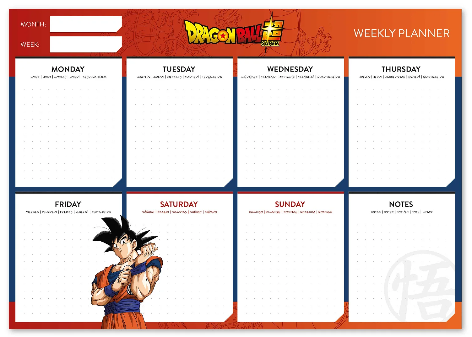 Planner saptamanal - Dragon Ball Super | Grupo Erik