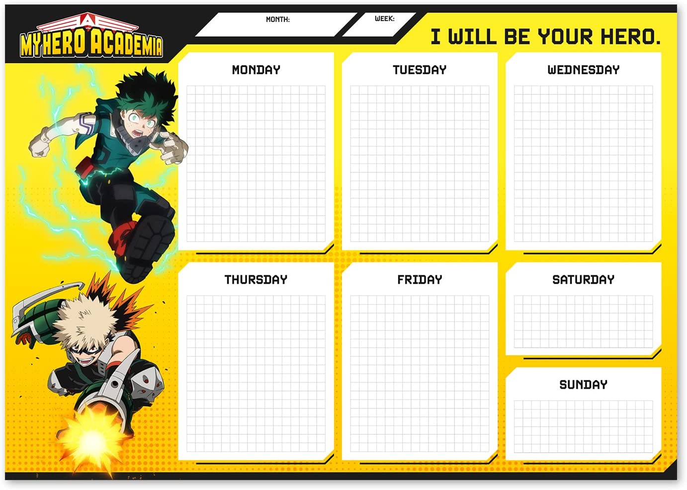 Planner saptamanal - My Hero Academia | Grupo Erik - 1 | YEO