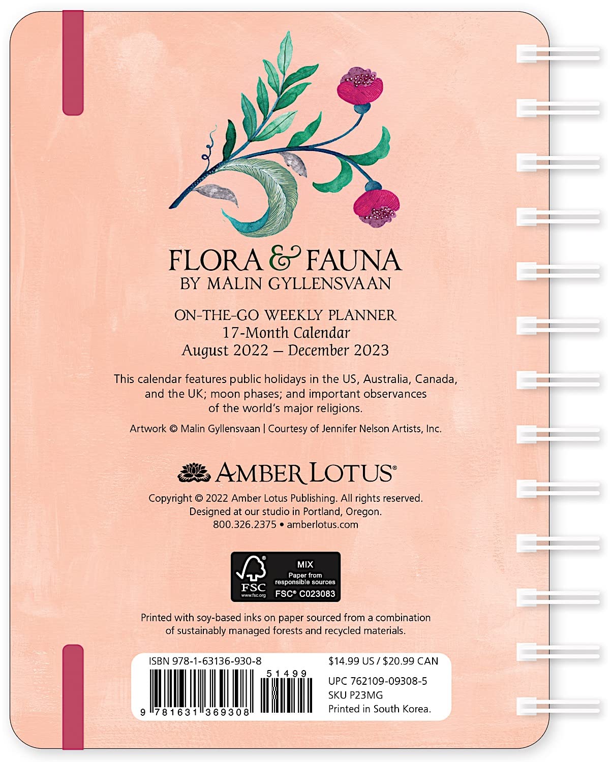 Agenda - Flora & Fauna 2022-2023 Weekly Planner | Amber Lotus - 4 | YEO